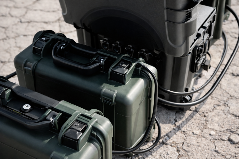 FlexiBatt MAXI up to 50KW – Scalable Ruggedized Tactical Battery System for Military Infrastructure, Forward Operating Bases and High-Capacity Energy Autonomy.