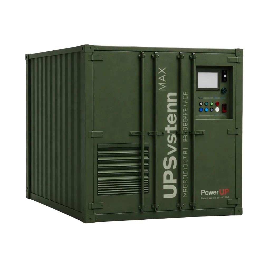 PowerUP UPSystem Max – Containerized Tactical Hydrogen Fuel Cell Generators for Military Microgrids, Forward Operating Bases and Strategic Energy Resilience.